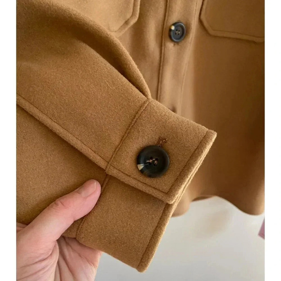 Avec Les Filles NWT Solid Shirt Tail Shacket in Cognac Size Large - Picture 6 of 11